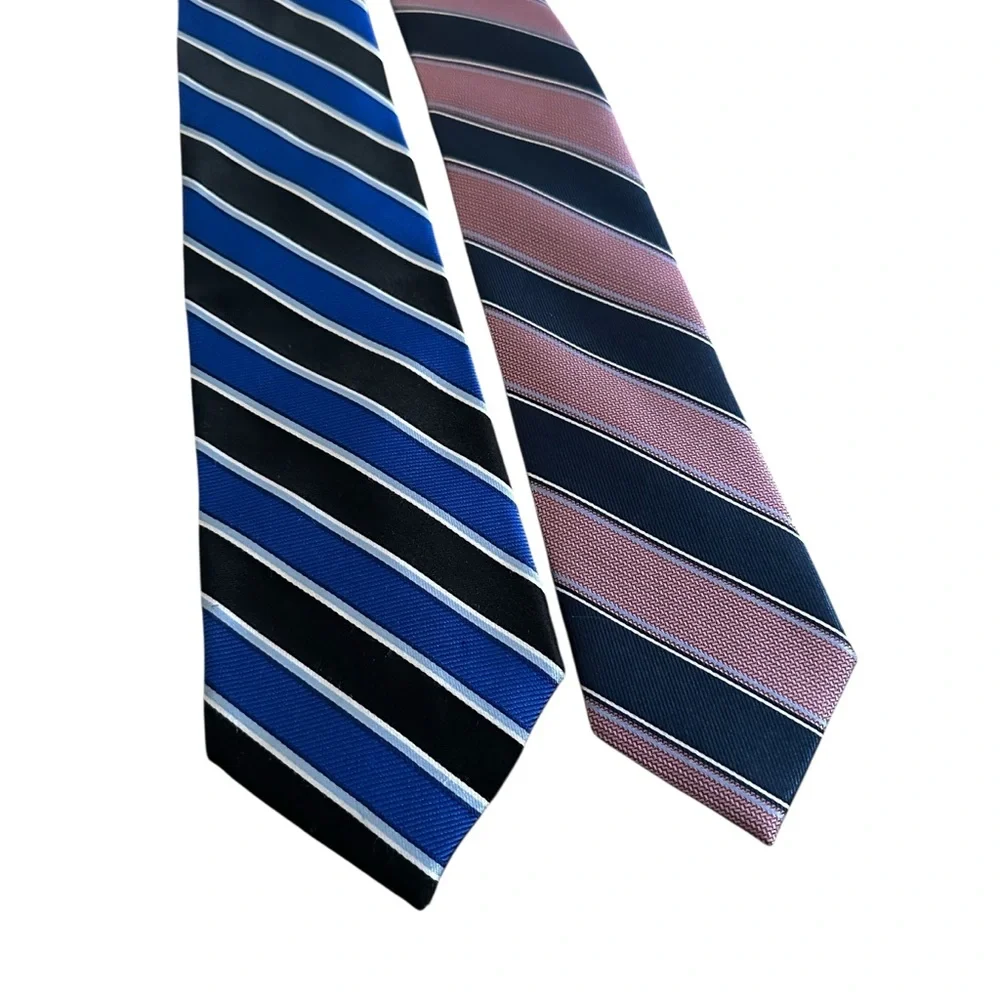 The Tie Bar Lot of 2 Striped Men Silk Neck Ties‎